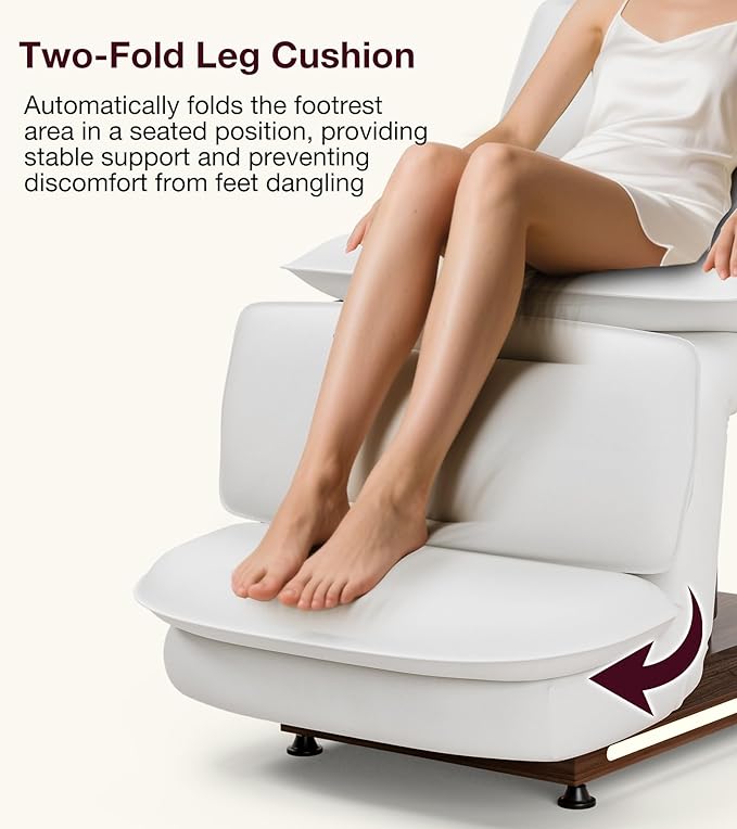 VARONXE Fully Electric Massage Table w/3 Motors, Professional Angle and Height Adjustable Spa Bed Facial Chair, Motorized Esthetician Bed Treatment Table for Beauty Salon, White