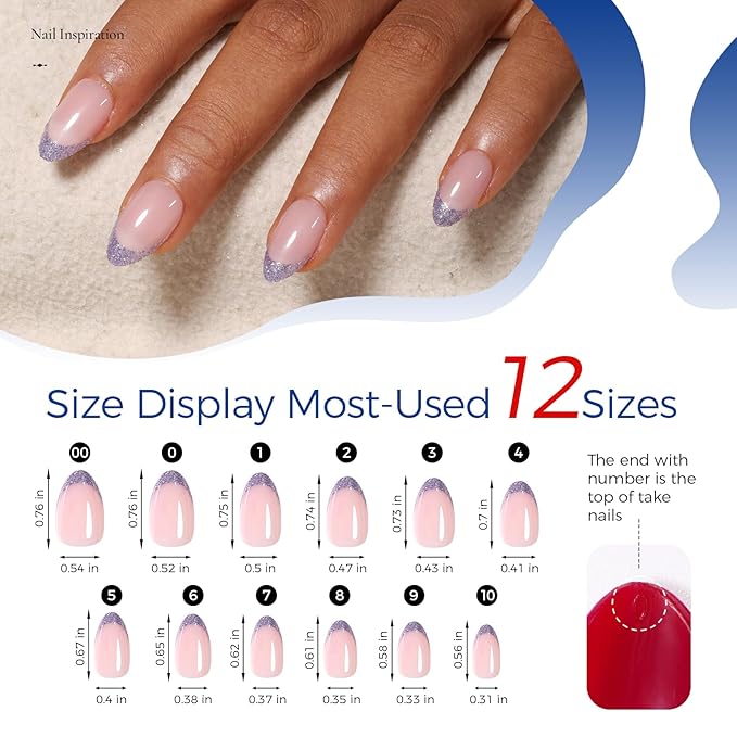 Press on Nails Kit 576 Pcs 24 Colors, Short Almond Glossy French Color Nail Tips With Nail Glue & Nail Tabs Stickers,Natural Fit Lightweight Nail Art for Women Girls