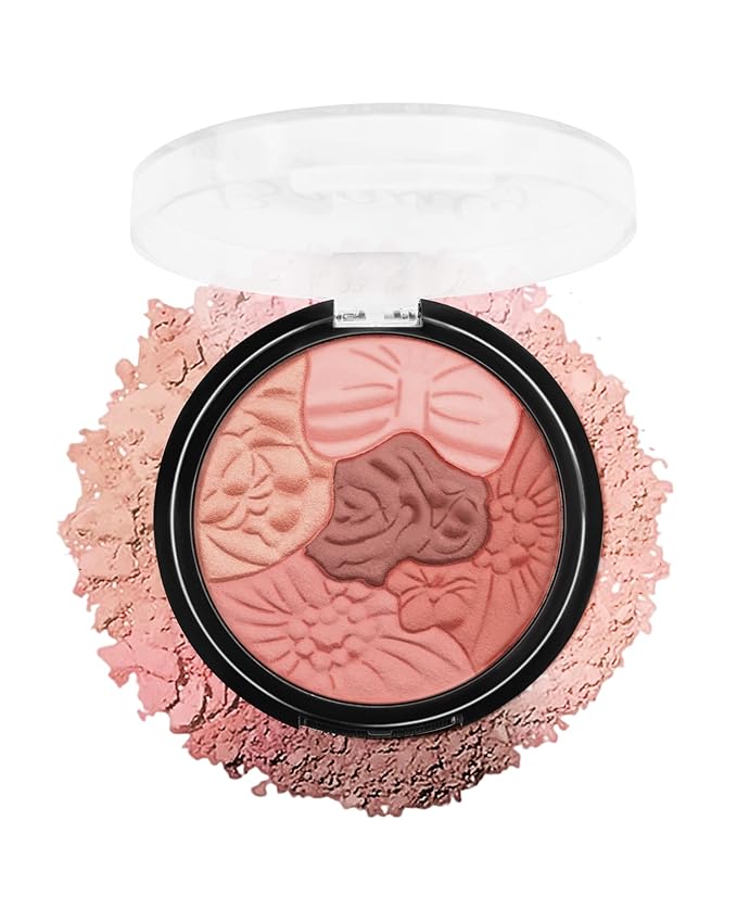 Flower Blush for Cheeks, Matte Shimmer Face Blush Powder,Contour Multiuse Facial Make up Palette,Longlasting Waterproof Embossed Blusher,Mother's Day Makeup Gift for Women-02#Camellia Orange