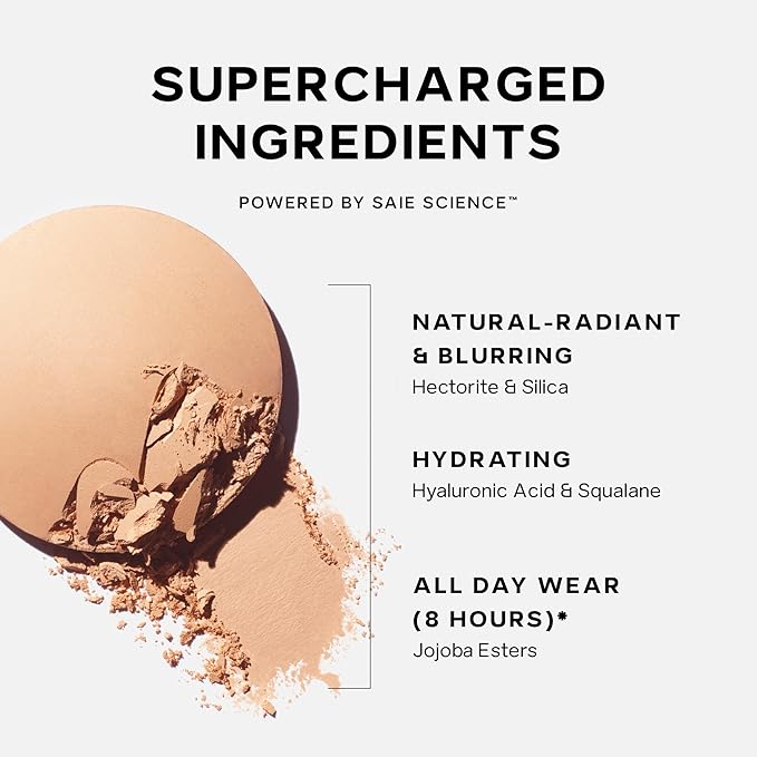 Saie Slip Tint Baked Setting Powder - Translucent Powder for Face Makeup with a Natural-Radiant Finish - Blurs, Brightens & Smooths Complexion - Translucent 3 - Medium to Tan (0.24 oz)