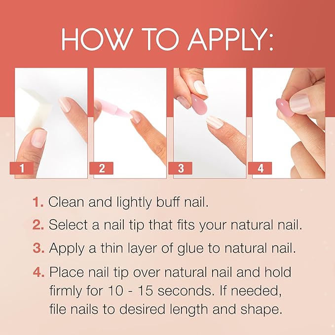 Ardell Nail Addict Naked Monarch, Press On Nails, Medium Almond Shape, Nail Kit, 1-Pack