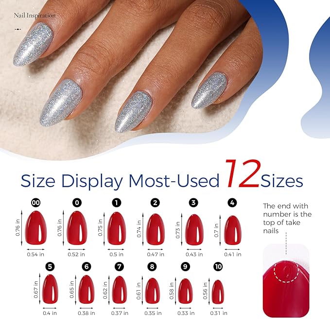 Press on Nails Kit 576 Pcs 24 Colors, Short Almond Glossy French Glitter Color Nail Tips With Nail Glue & Nail Tabs Stickers,Natural Fit Lightweight Nail Art for Women Girls