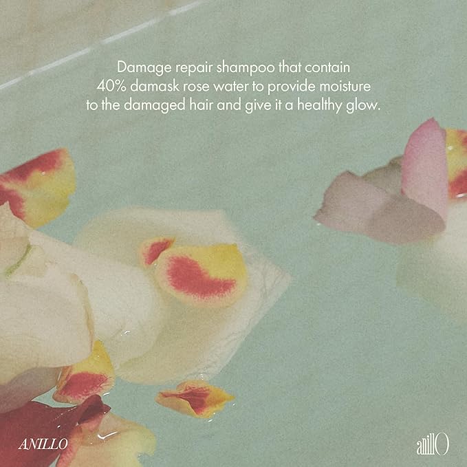 Rosy Night Repair Shampoo – Anti-Dandruff & Damage Repair with Damask Rose Water & Ceramide – Color Safe, Silicone & Sulfate Free (15.22 fl. Oz)