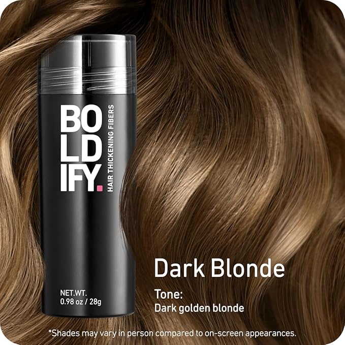 BOLDIFY Hair Fibers (28g) - Fill In Thinning and Fine Hair for an Instantly Fuller, Thicker Look - 14 Shades for Women & Men - Dark Blonde
