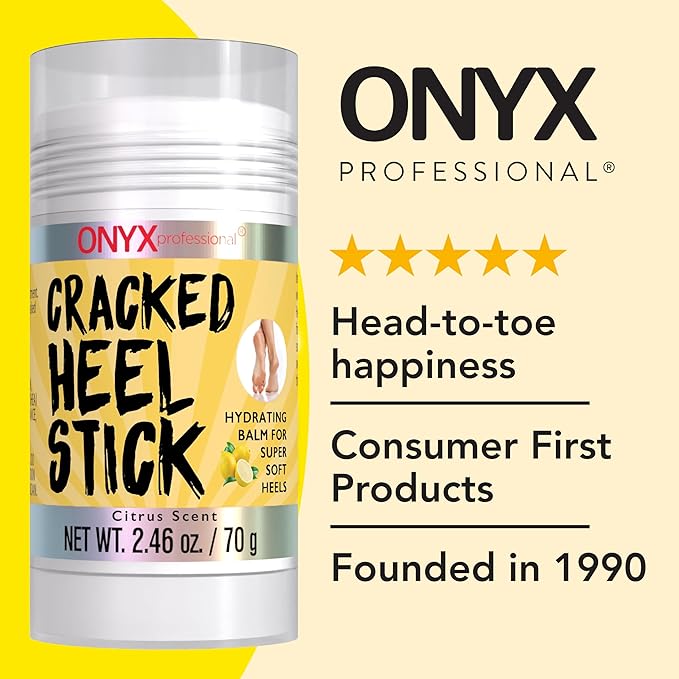 Onyx Professional Cracked Heel Repair Balm Stick, Citrus Scent, 1 Pack - Dry Heels Dry Cracked Feet Treatment, Moisturizing Heel Balm Rolls On, No Mess Like Foot Cream or Foot Lotion