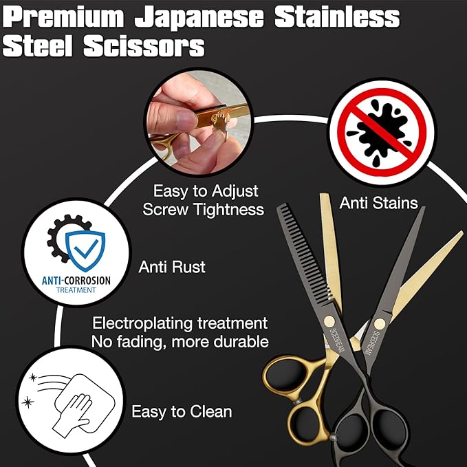 Hair Cutting Scissors Set Black