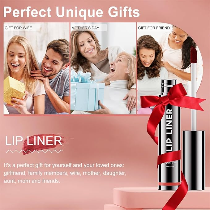 OETUIOW Lip Stain, Lip Liner, Waterproof Moisturizing Long-Lasting, Non-Stick Cup for Women All Skin Types, Black Color