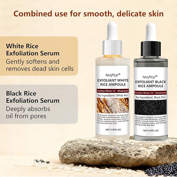 Rice Peel Shot, Peel Shot Glow Rice Ampoule Duo, Gently Exfoliates, Removes Dead Skin and Blackheads, Says Goodbye to Roughness and Dullness, and Makes Your Skin Glow 160 ML 2.7 Fl Oz (Pack of 2)