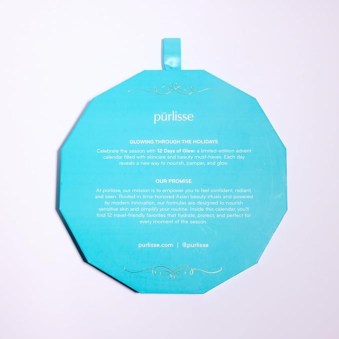 pürlisse 12 Days of Glow Advent Calendar Gift Set - Limited Edition Beauty & Skin Care Set - Gentle Formulas for Sensitive Skin - Travel-Friendly Sizes (12 Pieces)