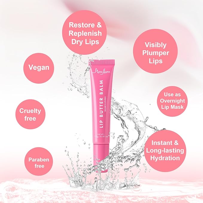 Deep Hydrating Lip Butter Balm | Plump & Nourish with Shea Butter, Vitamin E, Peptides & Hyaluronic Acid | Vegan, Non-Sticky, Anti-Aging Lip Treatment Care (Sheer Pink-Unscented)