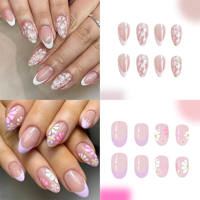 48Pcs Christmas Press On Nails Kit: Short Square Glitter Acrylic Nails, Winter Xmas Stick On Nails, 2 Packs (Style 14)