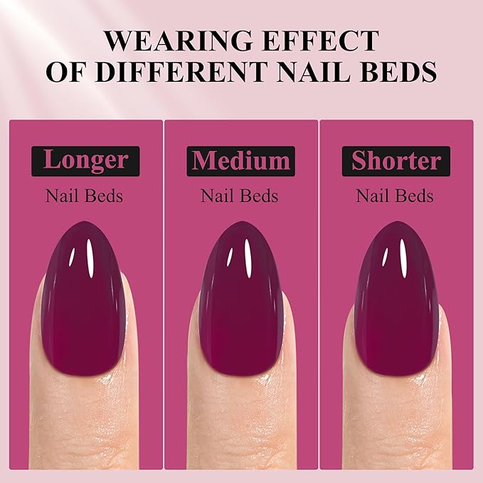 Jofay Fashion Almond Square Fake Nails: Winter Acrylic Press Ons, 16 Sizes, Full Cover Stick On, Reusable Glue On False Nails