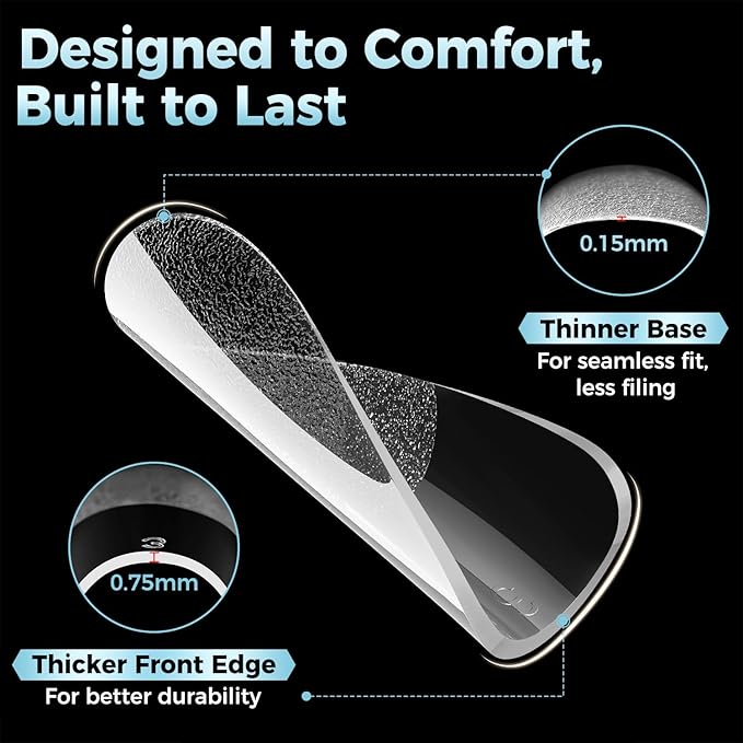 Medium Square Nail Tips, 360pcs Soft Gel Pre-Shaped Acrylic Fake Nails, Half Matte Full Cover Clear Gelly Press on Flase Nail Tips for Extension Nail Manicure Home DIY 12 Sizes Gelly Tips