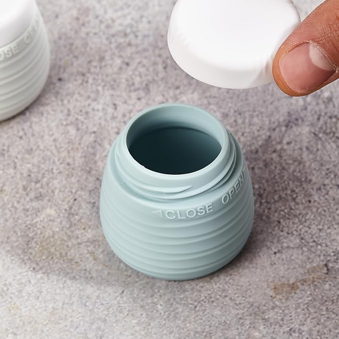 Travel Containers for Toiletries, 1.7oz Travel Size Premium Silicone Cosmetic Cream Jars, TSA Approved Leak-Proof Refillable Accessories W/Toiletry Bag for Cosmetic Face Body Cream(Gray)