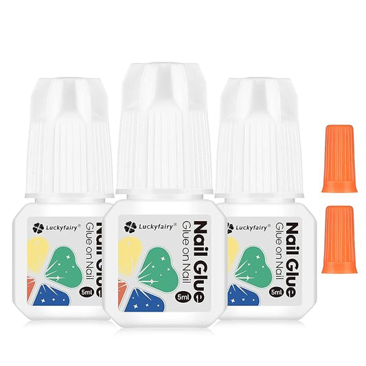 Super Solid Nail Glue for Acrylic Nails Press Ons 5ML*3pcs Professional for Press On Nails, False Nails Tips, Nail Decors, Fast Drying Nail Glue Kit Long Lasting