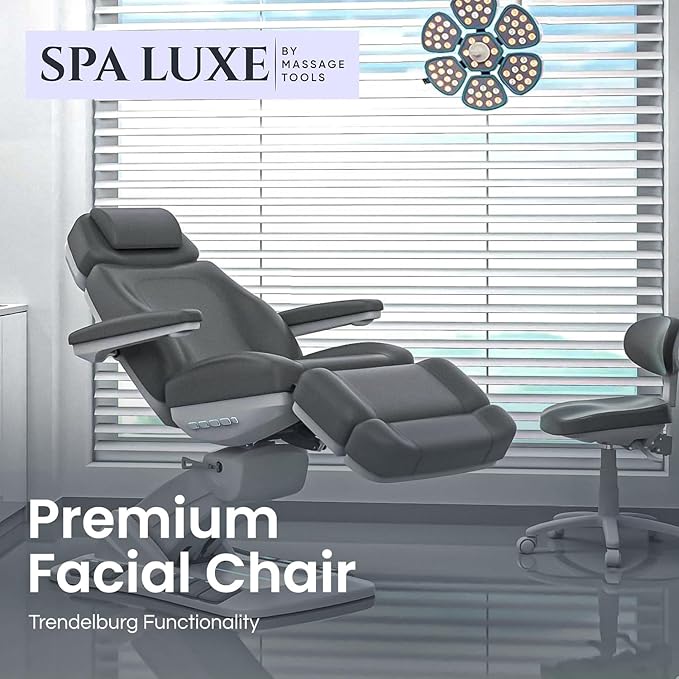 Massage Tools - Professional Spa and Facial Chair with 240° Rotation, LED Lighting, Memory Settings, and Adjustable Headrest - Premium Service Bed and Spa Chair for Salon and Facials - White