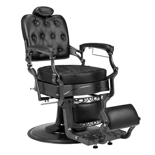 Winado Heavy Duty Vintage Recline Barber Chair Hydraulic with Headrest, Supports up to 700lbs & 360° Rotatable, Professional Salon Beauty Spa Shampoo Equipment (Square Backrest)