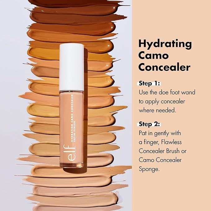e.l.f. Hydrating Camo Concealer, Covers Blemishes & Under-Eye Circles, Full-Coverage & Delivers A Satin Finish, Vegan & Cruelty-Free, Fair Rose