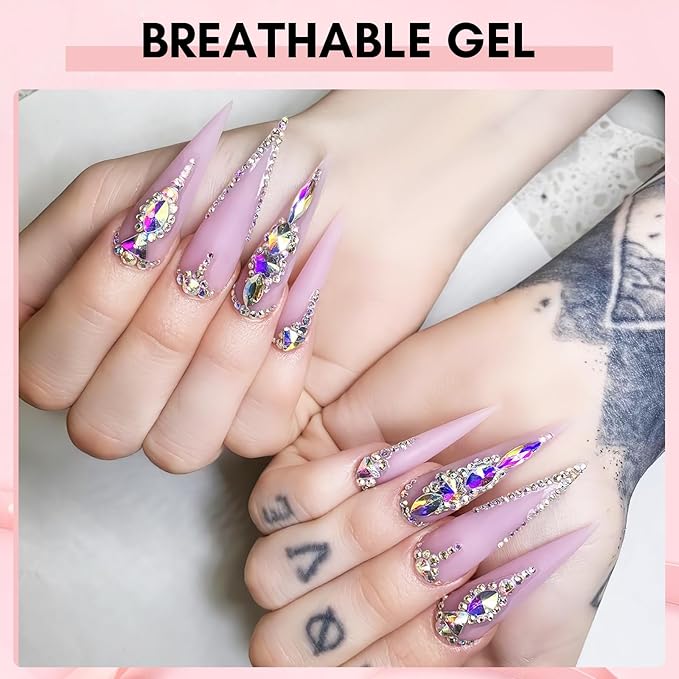 Makartt Nail Rhinestone Glue, Super Strong Gel Nail Glue for Rhinestones, 3D Art Design Charms and Gems, for Jewel Crystal Beads Gems Diamonds, UV/LED Need, Easy Use, 15ML