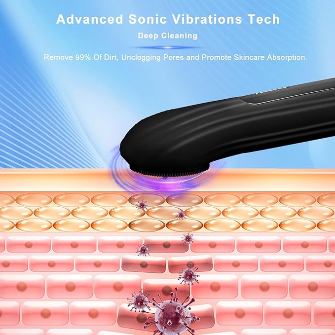 Silicone Face Scrubber Exfoliator, Silicone Face Wash Brush for Men & Women, Ipx7 Waterproof Rechargeable Facial Cleaner for Deep Cleansing, Exfoliating, Massage Face Scrubber (Black)