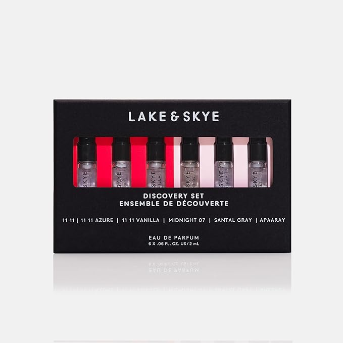 Lake & Skye 11 11 Eau de Parfum Discovery Set, 6 Spray Perfume Trial Set, Travel-sized Pack, Unisex, 6 Scents, Fragrance Sampler Gift Set, Long Lasting Fragrance