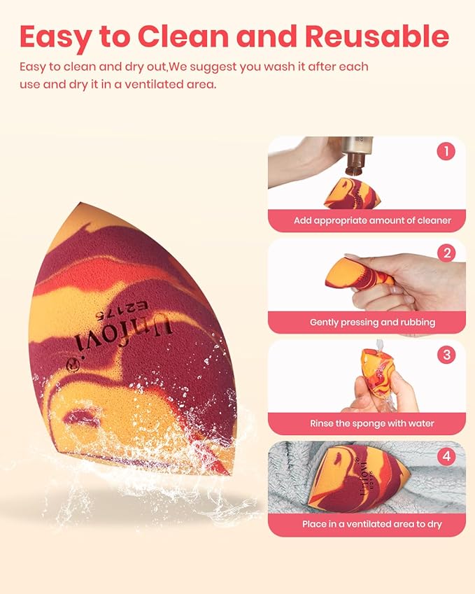 7Pcs Tri Color Makeup Sponge, Low Absorption Latex Free Soft Makeup Sponges For Foundation,Beauty Sponge Blender for Power&Cream,Liquid (Multicolor)