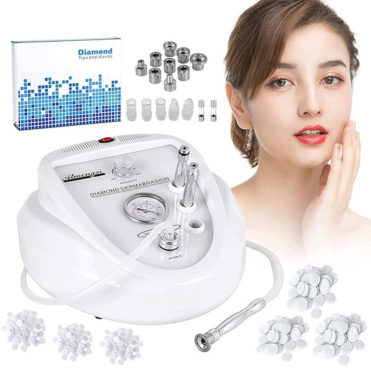 2 in 1 Diamond Microdermabrasion Machine Professional Blackhead Removal Equipment, 65-68cmHg Suction Power Professional Dermabrasion Facial Skin Care Massager for Home Salon Use with 300 Cotton Filter