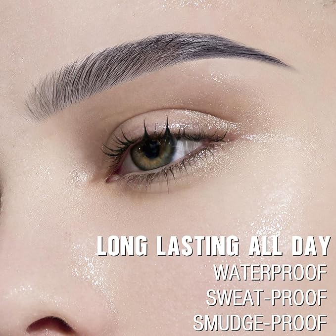 Microblading Eyebrow Pen, Waterproof Gray Eyebrow Pencils for Older Women Soft Hair Like Natural Liquid Eye brow Pen, Four Forks Tip Preciese Brow Contouring Filler Pencil that Looks Like Hair, Grey