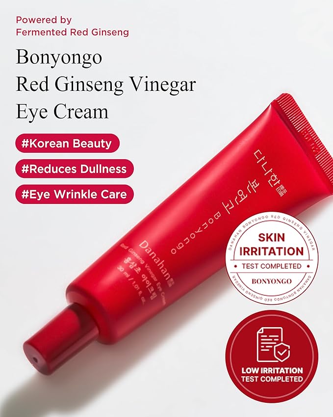 Bonyongo Red Ginseng Vinegar Eye Cream – Anti Aging Eye Treatment Cream for Youthful Radiant Skin - Wrinkle Improvement with Fermented Red Ginseng - Korean Skincare, 1.01oz.