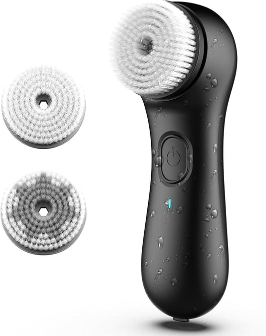 NågraCoola Electric Facial Cleansing Brush – Rechargeable Waterproof Face Scrubber for Women & Men, 2 Brush Heads for Deep Pore Cleansing & Gentle Exfoliation, 3 Speeds, Auto-Timer