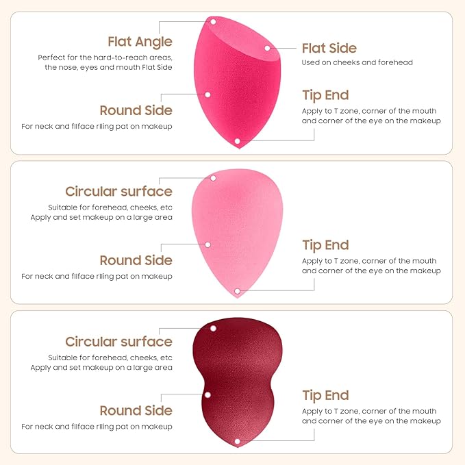 15 Pcs Multicolor Makeup Sponge Set - Latex-Free, Soft & Reusable Beauty Blender Sponges for Wet/Dry Use Blending Powder Puff for Foundation & Concealer Washable Makeup Sponges