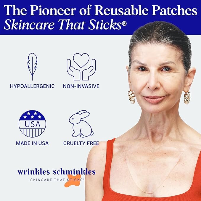 Wrinkles Schminkles Chest, Cleavage & Body Stretch Mark Wrinkle Patches | Reusable Hypoallergenic Pregnancy Safe Silicone Smoothing Pads to Prevent and Reduce Wrinkles & Stretch Marks | 2 Pack