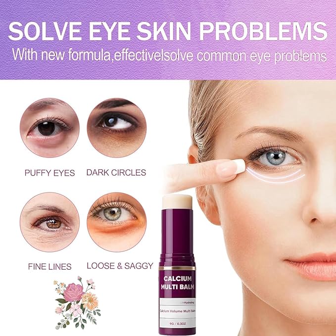 Calcium Multi Balm Stick, Calcium Volume Multi Balm, Moisturizer Stick, Korean Skin Care, Under Eye Cream for Dark Circles & Wrinkles, Hydrating, Firming Skin, Suitable for Eyes, Neck, Face (2)