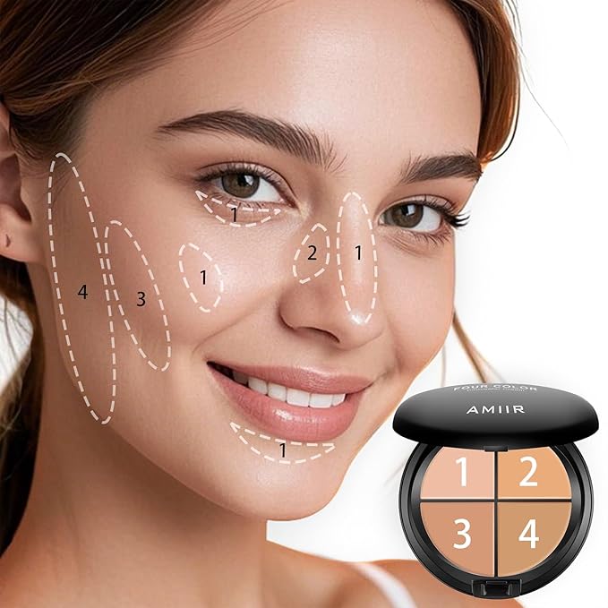 AMIIR Color Correcting Concealer Cream Full Coverage Flawless Face Contour Palette Professional Makeup, Light to Medium