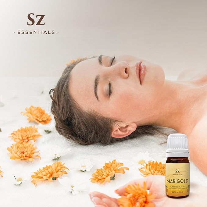 Marigold Essential Oil - aka. Calendula Officinalis - 100% Pure and Undiluted - Unlock The Precious Aroma of Real Marigold - Therapeutic Grade & Versatile Usage - 0.17oz