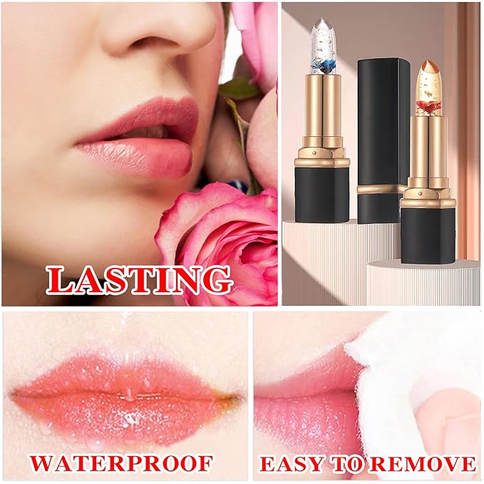 2 Pcs Temperature Color Change Lipstick,PH Magic Temperature Color Changing Lipstick,Lip Gloss,Long Wear Nutritious Tinted Lip Balm,Moisturizing Lip Stick Makeup Set B