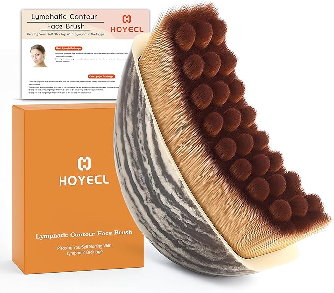 Lymphatic Contour Face Brush，Hoyecl Soft Lymphatic Drainage Facial Brush Contour Massage Brush, Gua Sha Brush for Face, Glow Skin and Sculpt Face