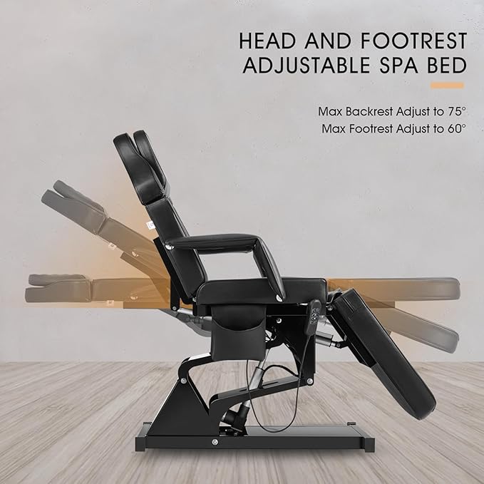 Artist hand Facial Bed for Esthetician Massage Table Beauty Bed Medical Aesthetic Tattoo Chair with 3 Motor Electrical Adjustments,Black