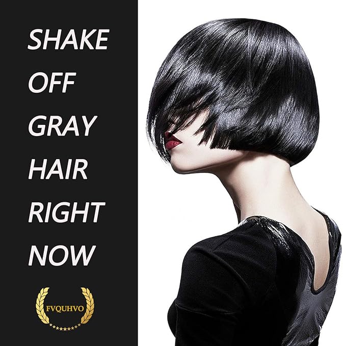 Fvquhvo Black Hair Dye for Gray Hair, Instant Hair Dye with Lasting Shampoo & Black Hair Color Shampoo
