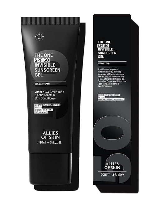Allies of Skin Daily Face Sunscreen SPF 50, Jumbo | Zero White Cast Lightweight Gel Formula | Dermatologist Tested Under Makeup Primer| Water-Resistant & PA++++ Broad Spectrum UVA/UVB (3 fl oz)