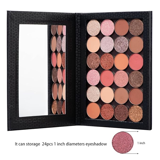 Allwon Magnetic Palette Empty Makeup Palette with Mirror for Eyeshadow Lipstick Blush Powder (Black)