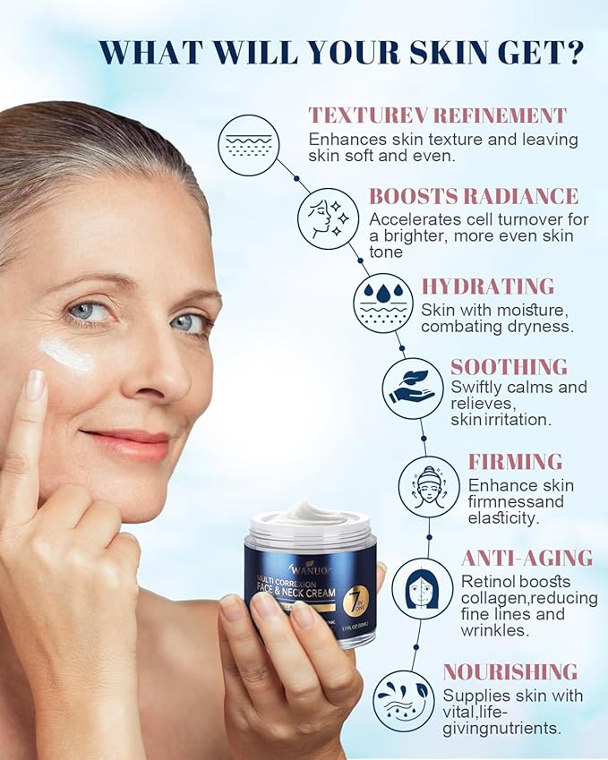 Retinol Cream for Face, Face Moisturizer, Neck Creams for Tightening and Firming with Collagen & Hyaluronic Acid, Daily Anti-Aging Face Cream for Women, Smooth Wrinkles & Fine Lines, 1.7 Fl Oz