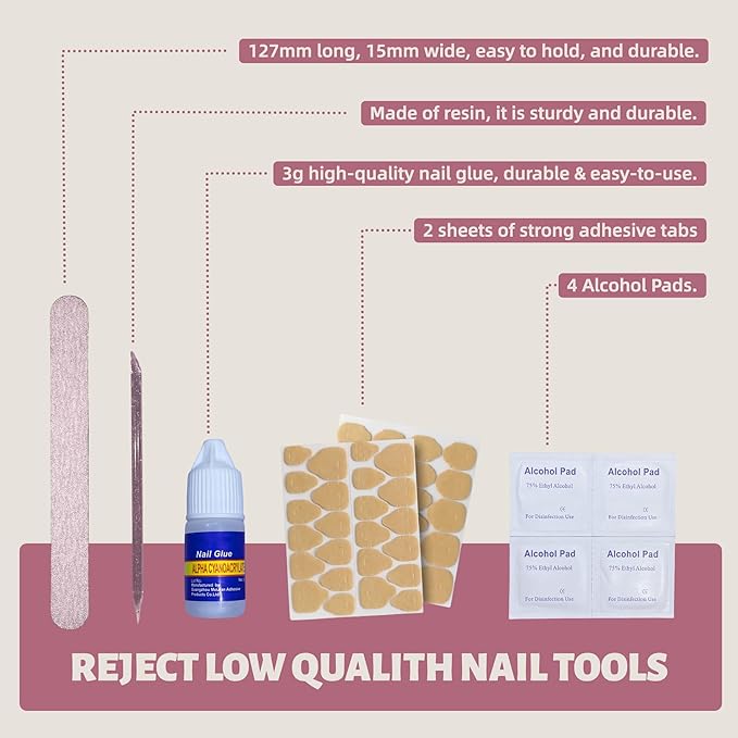 30PCS Short Almond Press-On Nails – Rose Cat Eye Fake Nails in 15 Sizes, Soft Back Edge & Strong Tips, No Measuring Needed, Reusable Stick-On Nail Tips for All Occasions