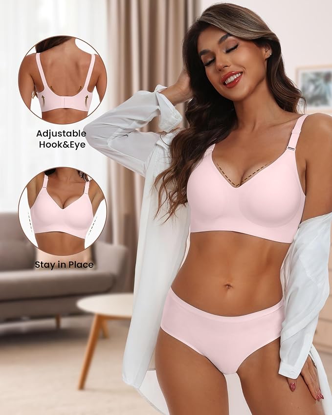 HORISUN Comfortable Seamless Full Coverage Bra for Women Wireless Bras with Soft Support Regular and Plus Size