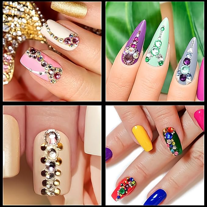 975PCS Gem Stickers Jewels for Crafts Rhinestone Stickers Face Gems Pearls for Makeup stick on Body Crystal Clear Crystal Decals 3/4/5/6MM Hair Nails Craft DIY Decor