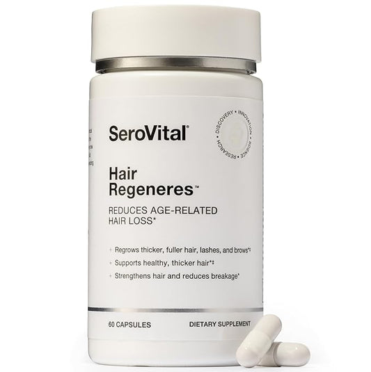 Serovital Hair Regeneres - Enhanced Hair Growth Vitamins for Women, Decrease Hair Loss and Shedding, Strengthen and Thicken Hair, Reduce Greying and Breakage, Regrow Hair, Hair Vitamins - 60 Count