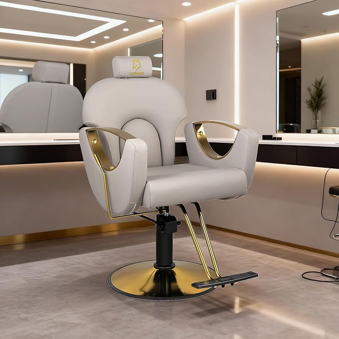 Barber Chair Salon Chair Hydraulic Reclining Barber Chairs 360 Degrees Rolling Swivel Hair Styling Chair Cutting Chairs Salon Shampoo Equipmen - Grey
