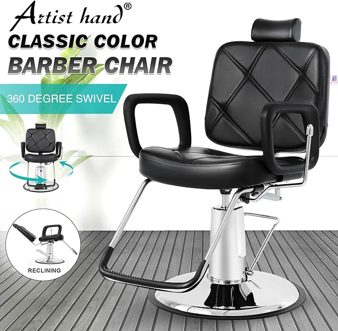 Artist hand Hydraulic Recline Barber Chair Salon Chair for Hair Stylist Heavy Duty Tattoo Chair Shampoo Beauty Salon Equipment Left Handed