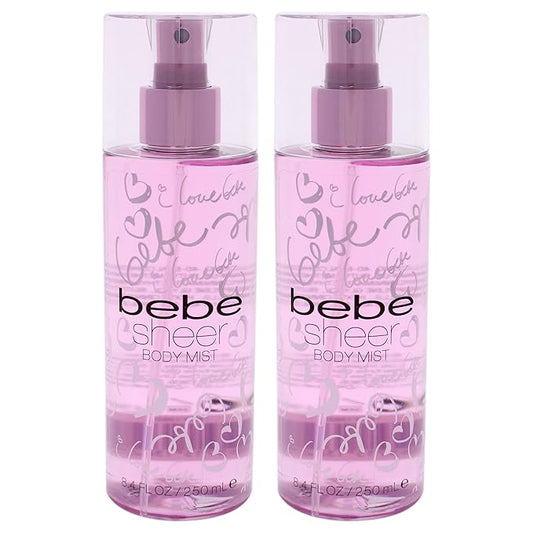 Bebe Sheer Body Mist - Body Spray for Women - Sensual and Flirtatious Women's Fragrance with Citrus Cocktail, Pink Peony, and Sandalwood Notes - 8.4 oz Pack of 2