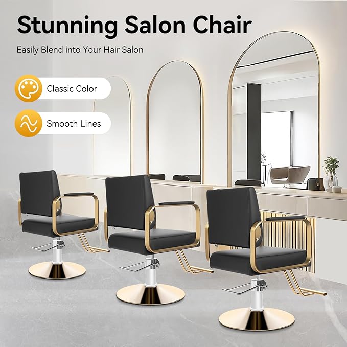 YIYIBYUS Salon Chair for Hair Stylist, 360° Swivel Barber Chair with Heavy Duty Hydraulic Pump, Spa Beauty Equipment for Hair Stylist Women Man, Max Load Weight 440 Lbs